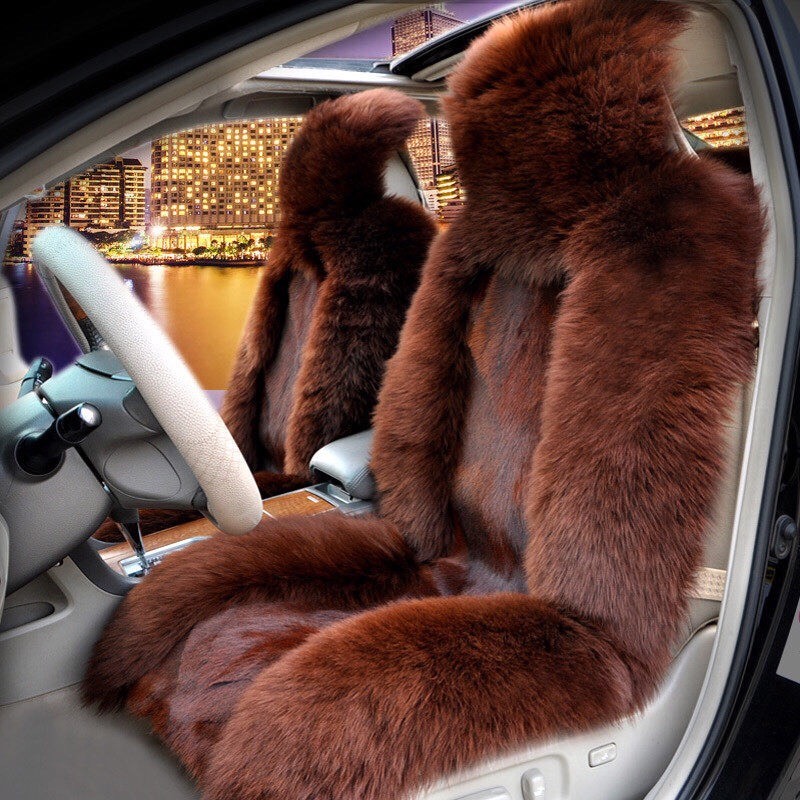 谳语逸真皮坐垫整张皮裁剪纯羊毛皮毛一体真皮真毛高低毛高端单座