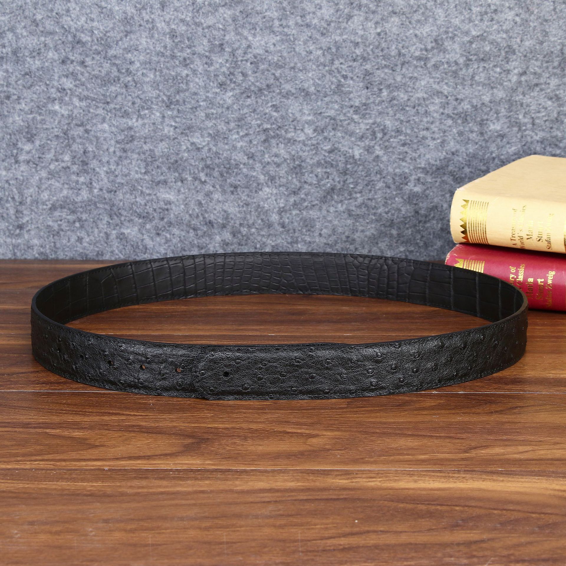 一面鳄皮一面鸵鸟高档双面腰带3.8宽(如需送礼等情况先咨询客服)