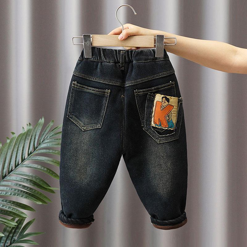 男童加绒牛仔棉裤子冬装新款宝宝夹棉冬季儿童三层加厚一条过冬潮