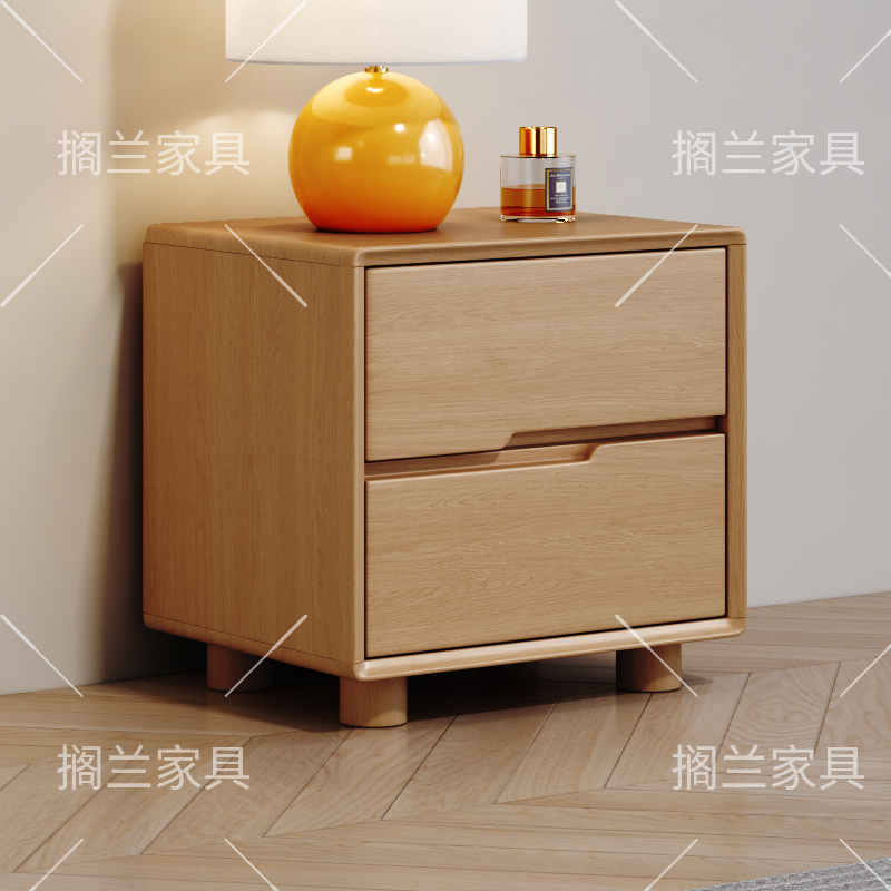 全实木床头柜卧室家用现代简约白蜡木储物柜收纳柜北欧床头柜