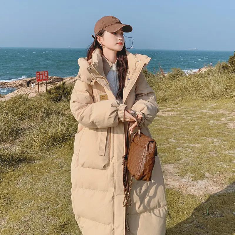韩版羽绒服服女中长款冬季2023年新款爆款过膝面包服加厚棉