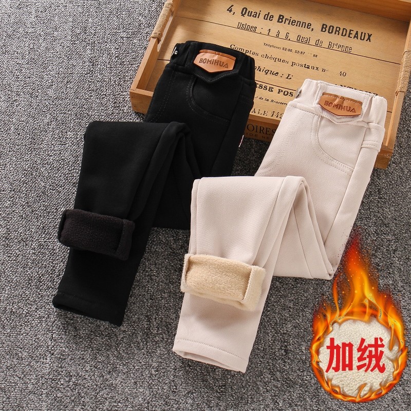 女童加绒裤子秋冬小脚裤2025爆款3-12岁修身显瘦冬季儿童铅笔裤潮