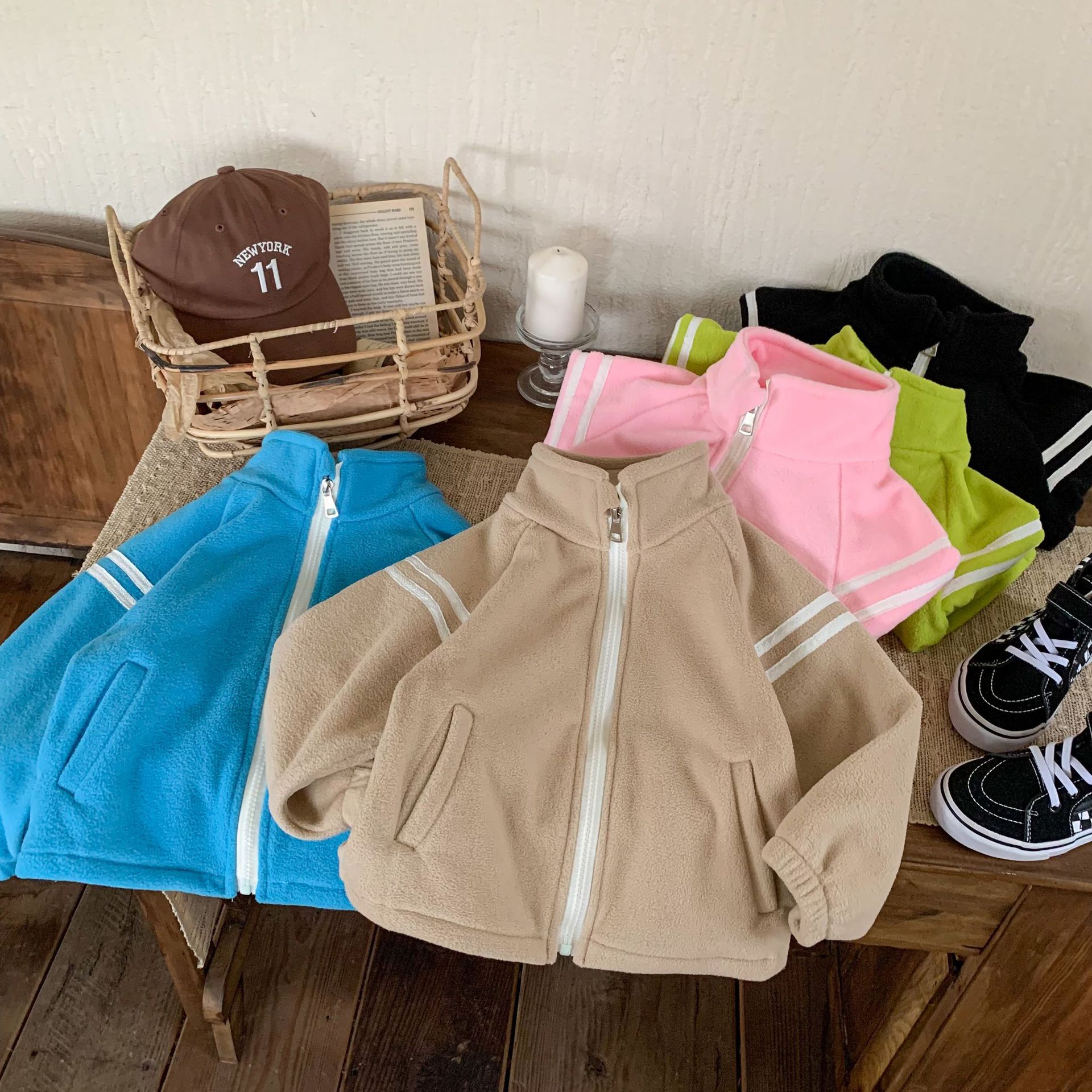 儿童外套摇粒绒秋冬男童女童双面绒立领拉链衫中大童开衫童装