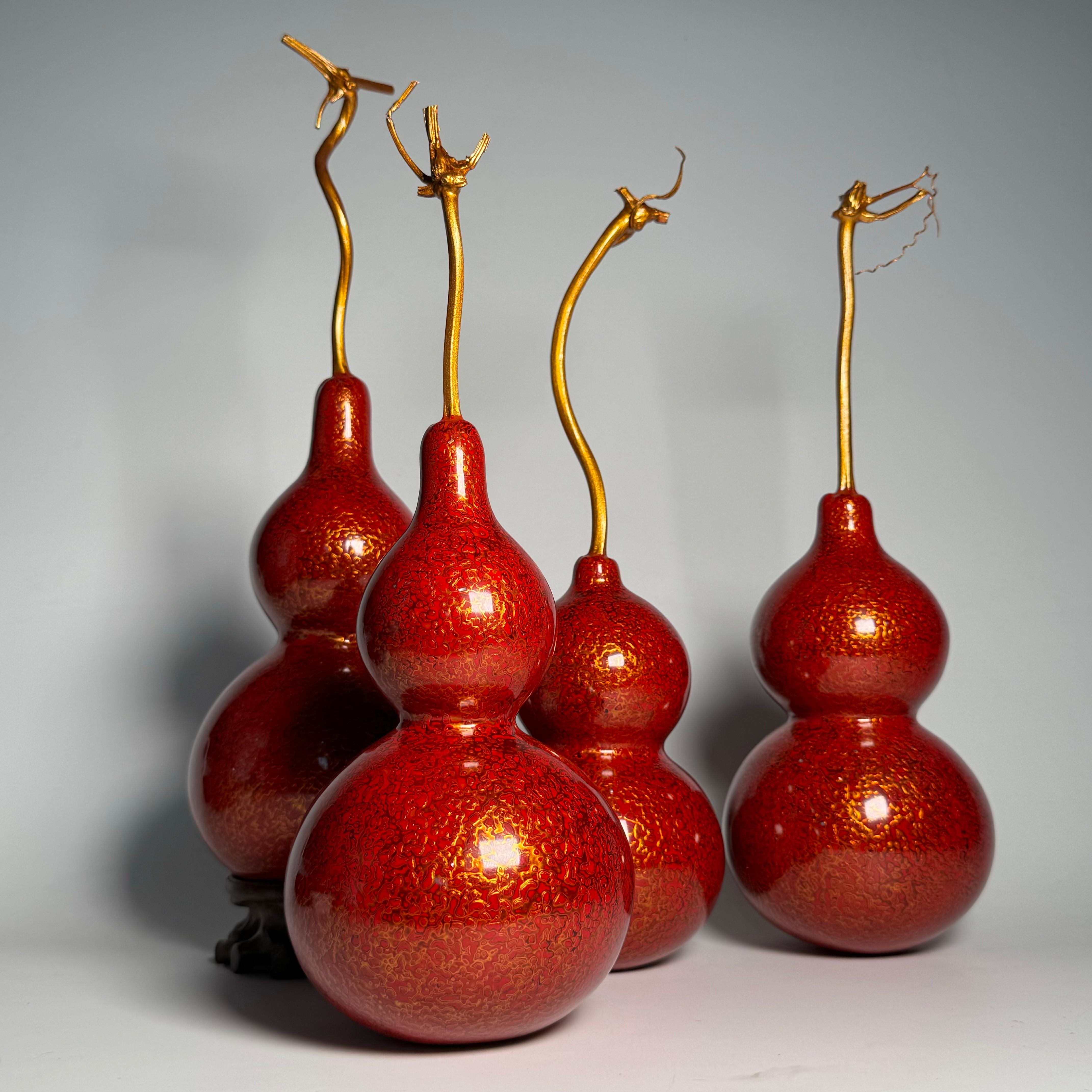 無漆不器 大漆红金葫芦 红运当头礼品摆件非遗犀皮漆器 一物一图