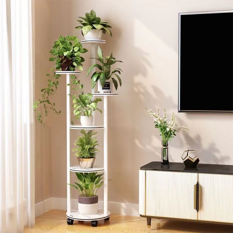 新疆包邮花架铁艺圆形多层移动花架客厅吊兰简约花盆金属植物室内