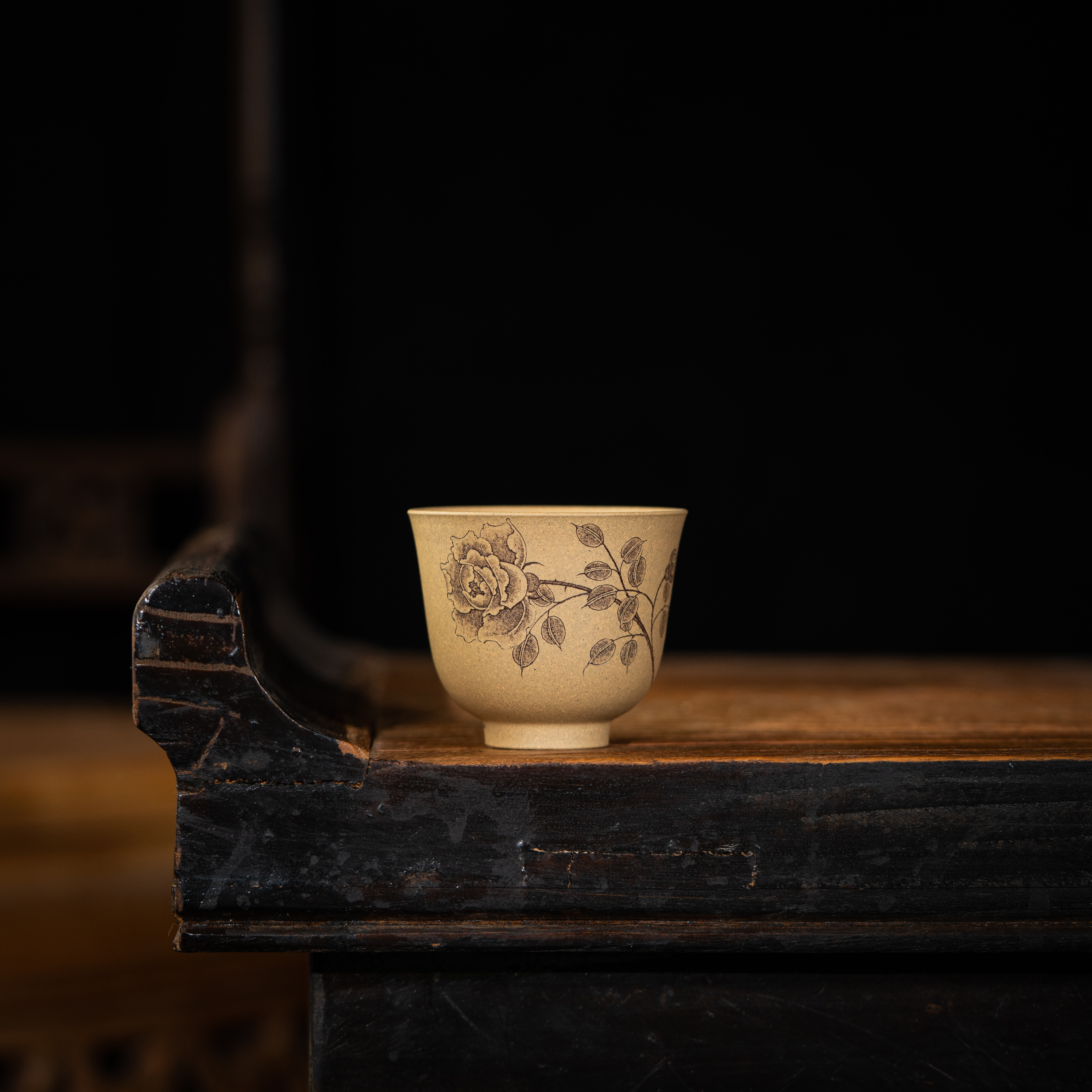 清风入怀杯（刻玫瑰）查越刻 本山段泥 88cc 茶具家用茶周边