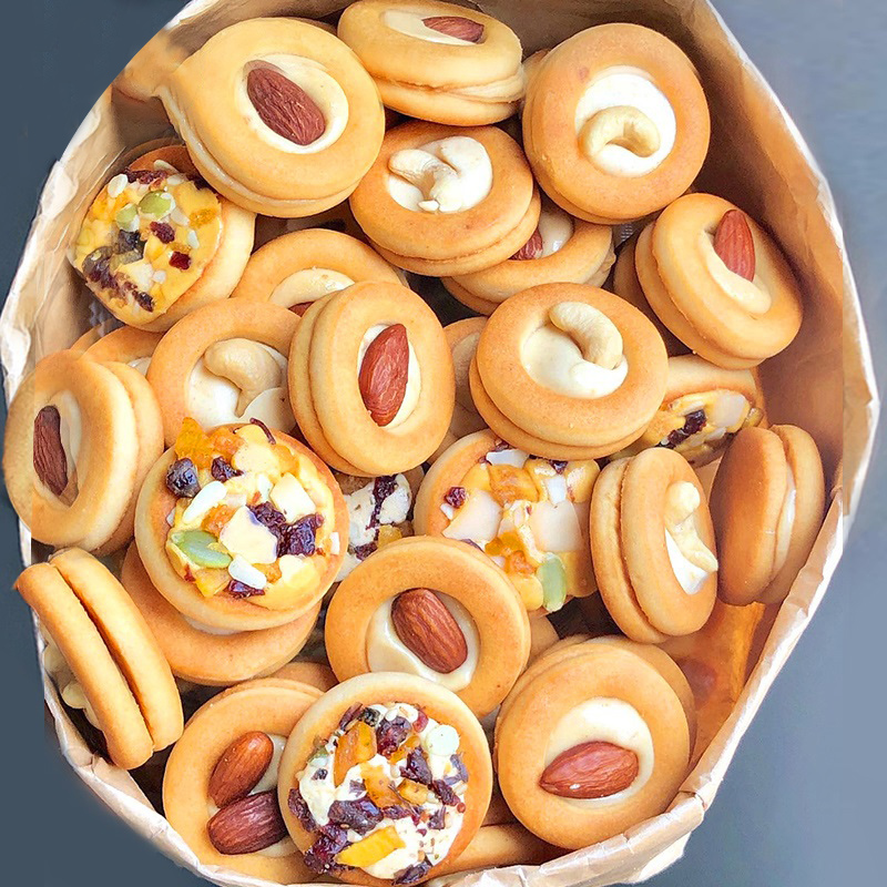 披萨小饼巴旦木坚果小饼芝士夹心牛轧多口味零食营养奶香脆片香脆