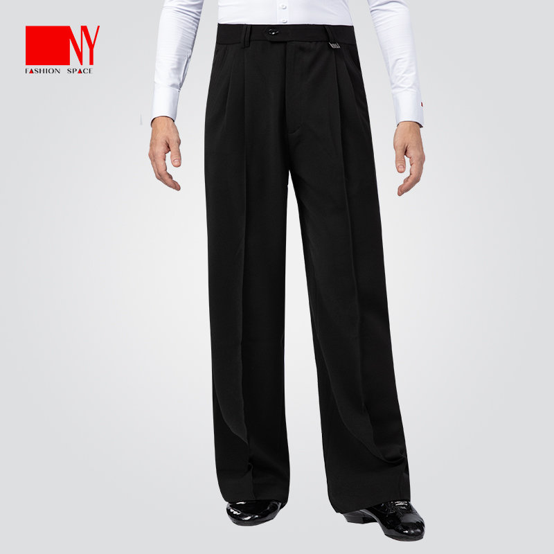 NY21112K纳艺男士摩登西裤黑色拉丁舞裤交谊舞国标舞成人比赛舞裤