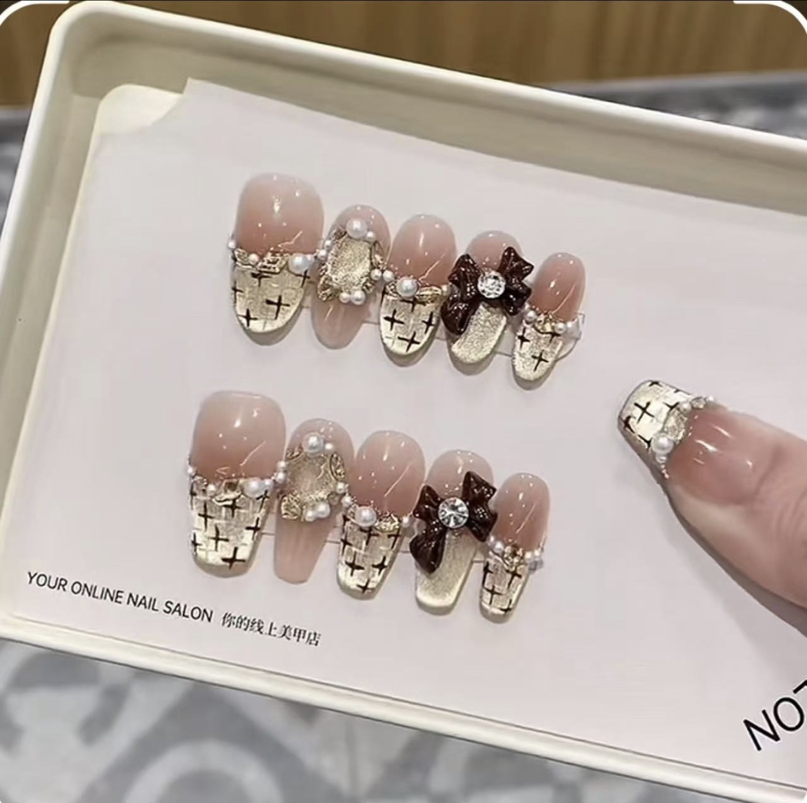 【可可小香风】纯手工穿戴甲高级轻奢穿戴式美甲贴长款显白百搭美甲