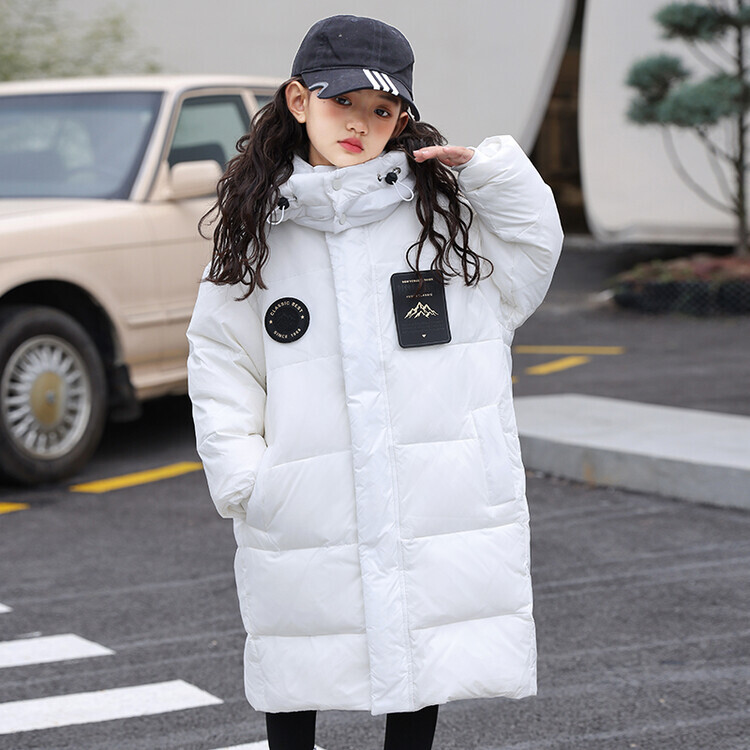 儿童羽绒服女童中长款2023冬过膝长款中大童加厚面包服外套洋气潮