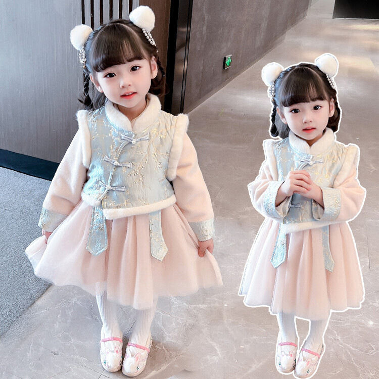 女童冬款拜年服旗袍儿童冬季宝宝汉服唐装过年小女孩新年礼服冬装