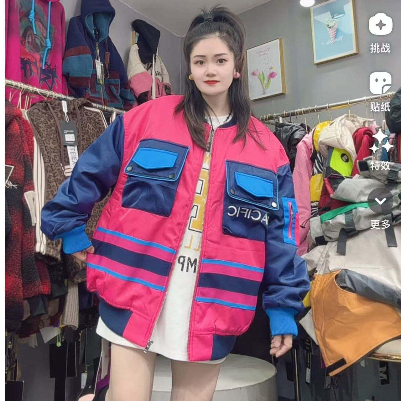 LY家22202#T.D冬季大口袋后背99数字印花加厚棒球服外套