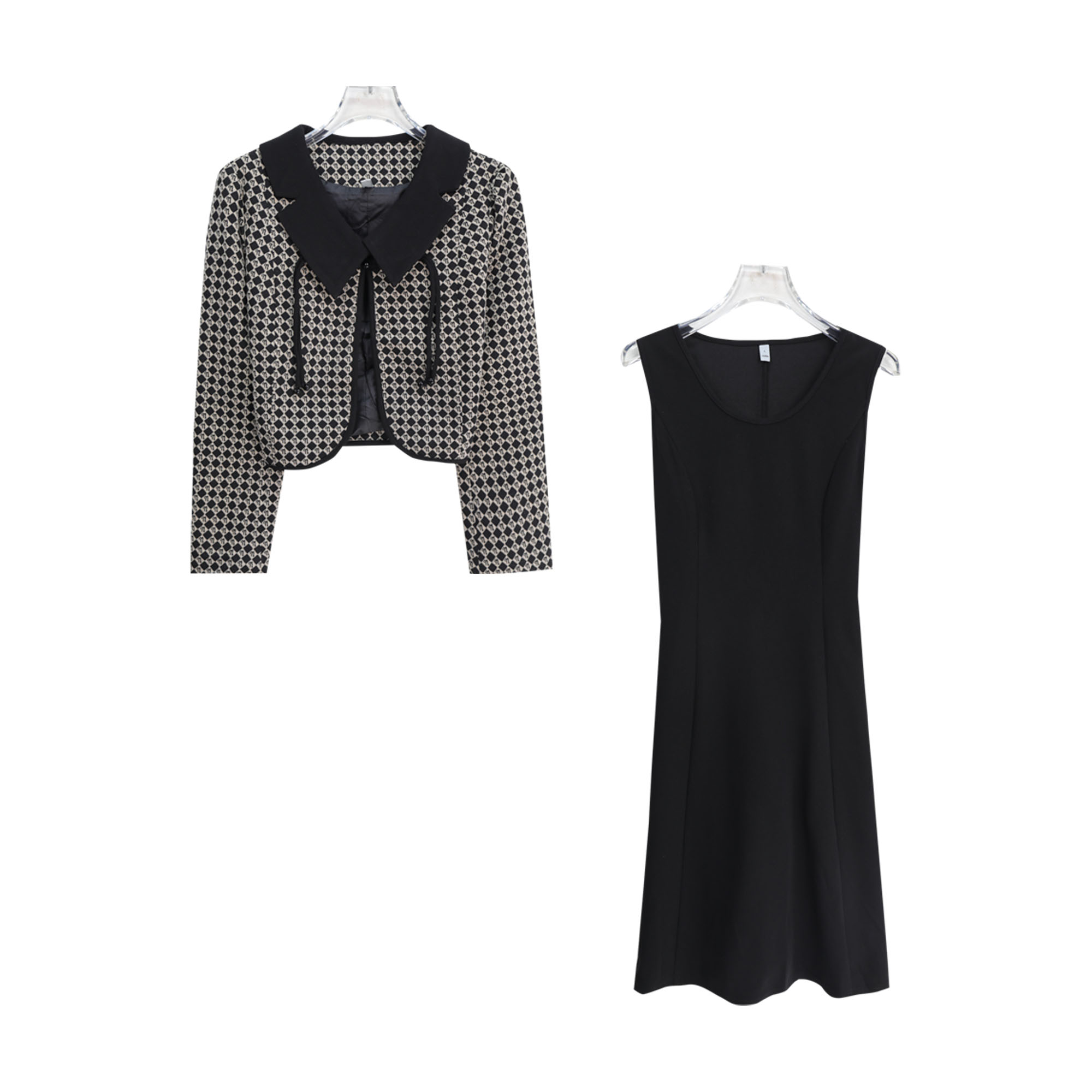 高端精致气质连衣裙小香风短外套高级感套装S3791