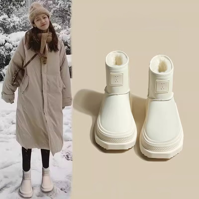 回力潮品牌雪地靴2024新款冬皮毛一体短款加绒保暖棉鞋加厚面包鞋