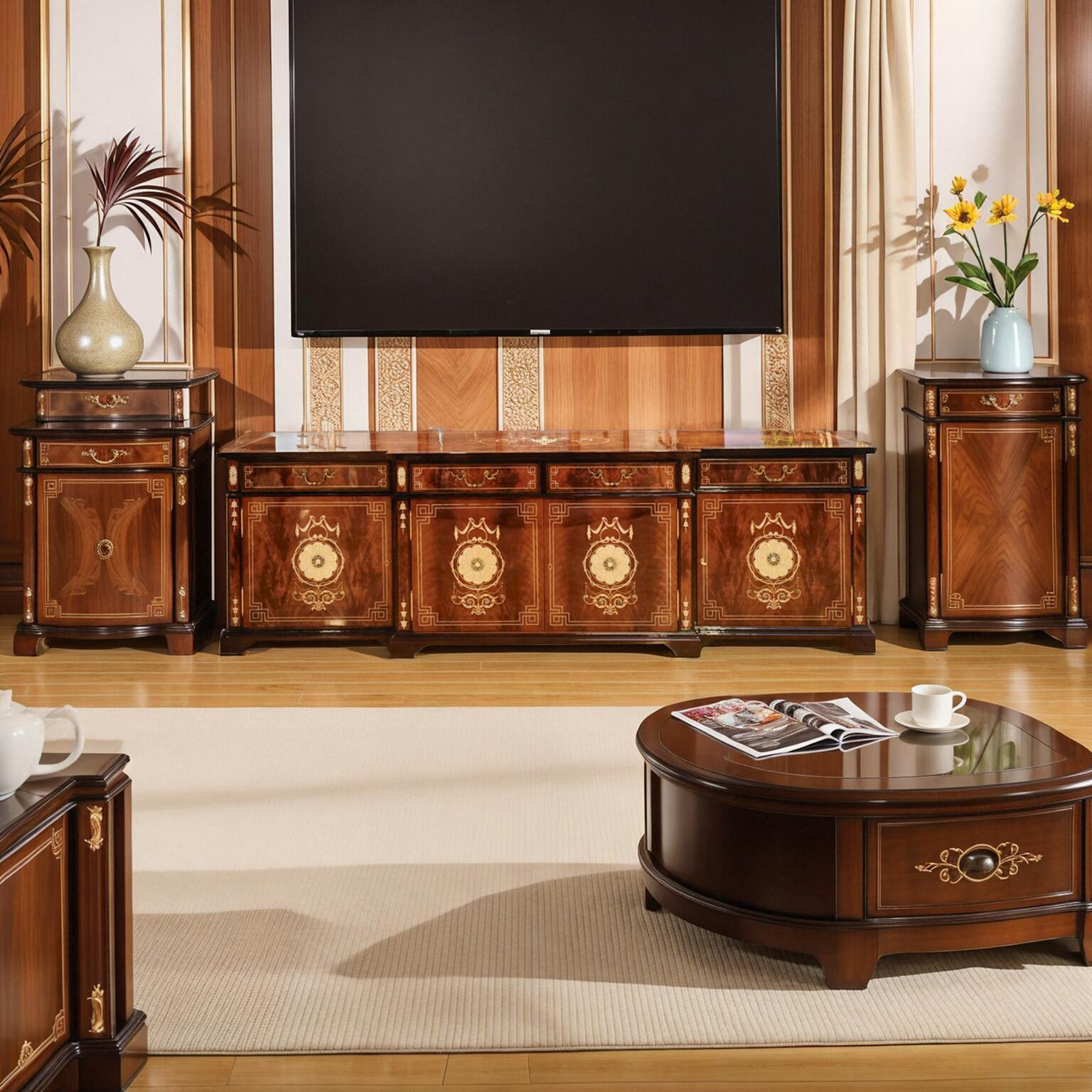 英式亚历山大电视柜Y-005-2螺钿镶嵌纯铜 样品处理 220*58*69