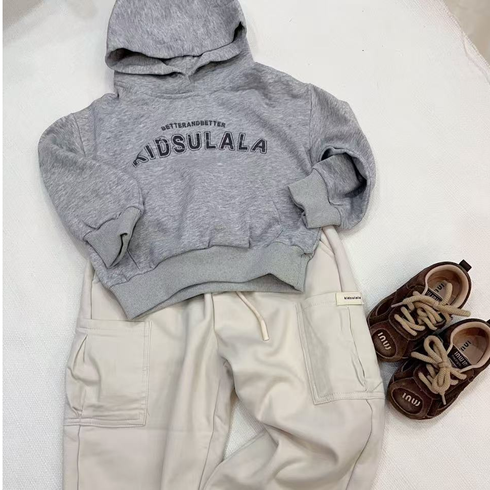 由拉儿童卫衣春秋连帽棉圈款韩版简约百搭9408