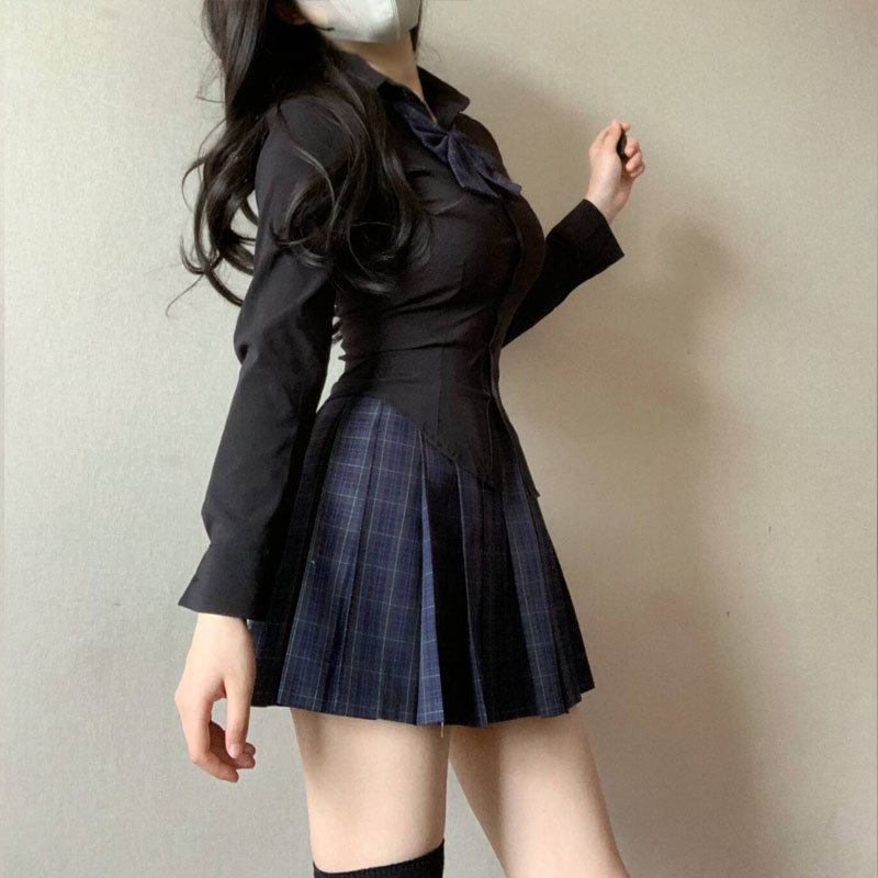 小熊二自制原创TR格裙JK制服百褶裙女学院风简约百搭半身裙狗短裙