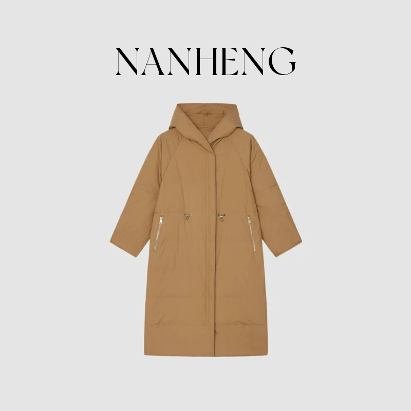 102102女装24新款棉府绸连帽羽绒服时尚休闲中长款秋冬