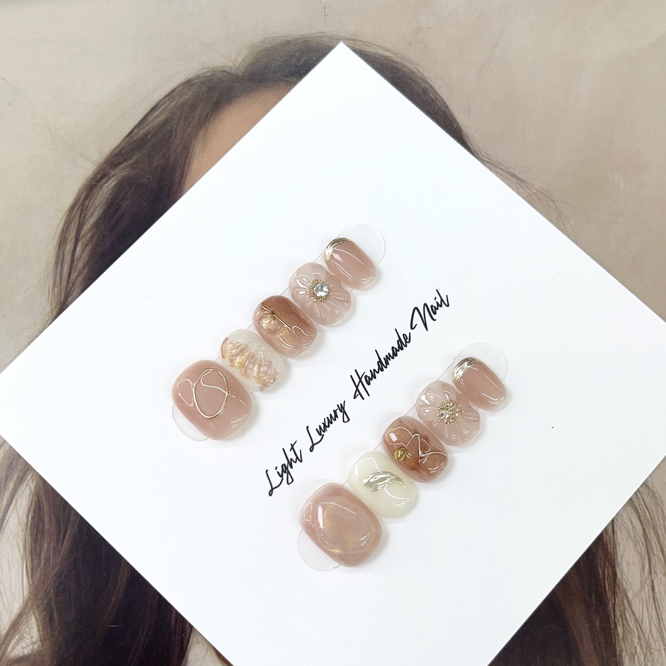 【相思豆】晕染滴胶小花日常显白精选纯手工穿戴美甲冰透