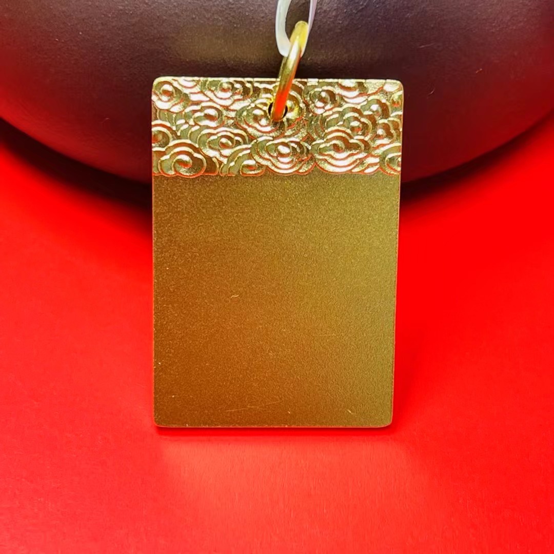 吊坠足银 苞金足银无事牌吊坠挂件时尚气质简约素雅百搭款精致