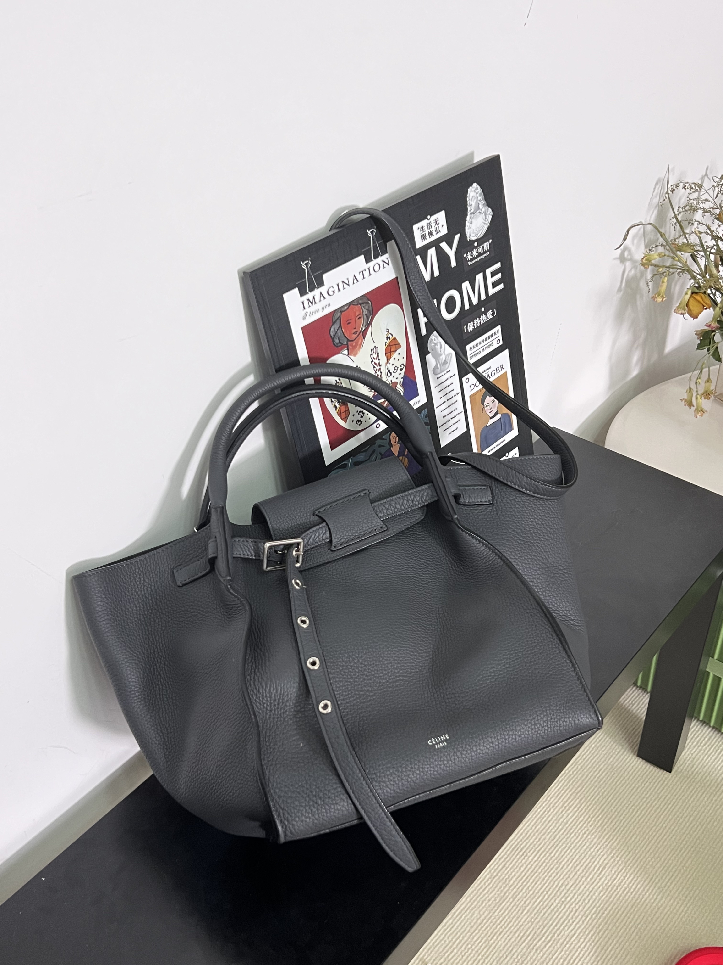 95新 Celine/思琳 舍得 Chanel 大象灰秋千斜挎包