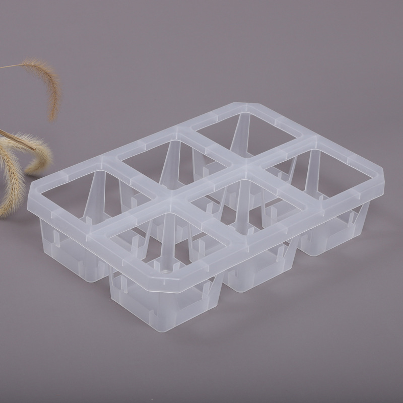 花盆六格托架组合塑料茶色高透观根盆托架热植月季海棠水苔兰花盆