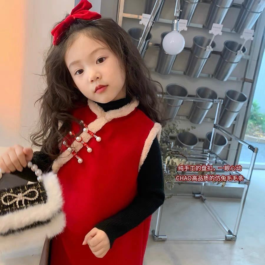 2023宝宝旗袍中国风加厚女童连衣裙周岁生日冬装过年服宝宝拜1210