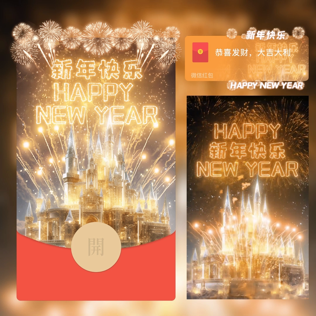 2024新款城堡烟花定制表白红包永久使用动态音效仪式感红包封面