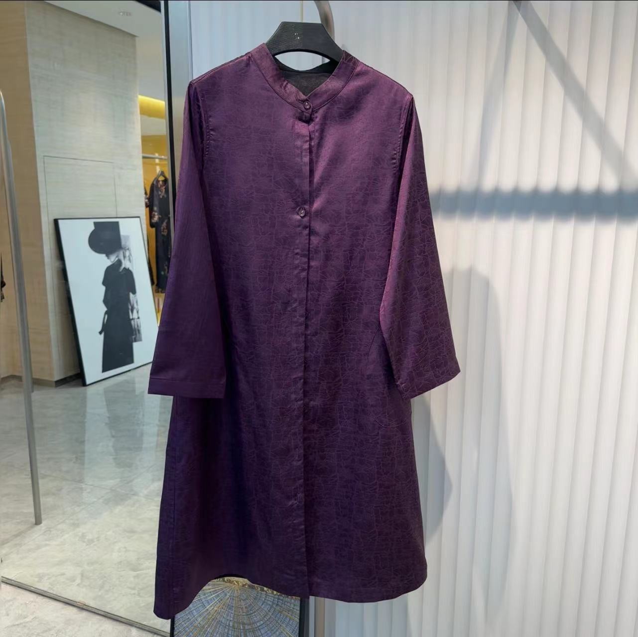 【长卿】原创设计师新中式紫色龟裂纹上衣女风衣外套百搭 12002