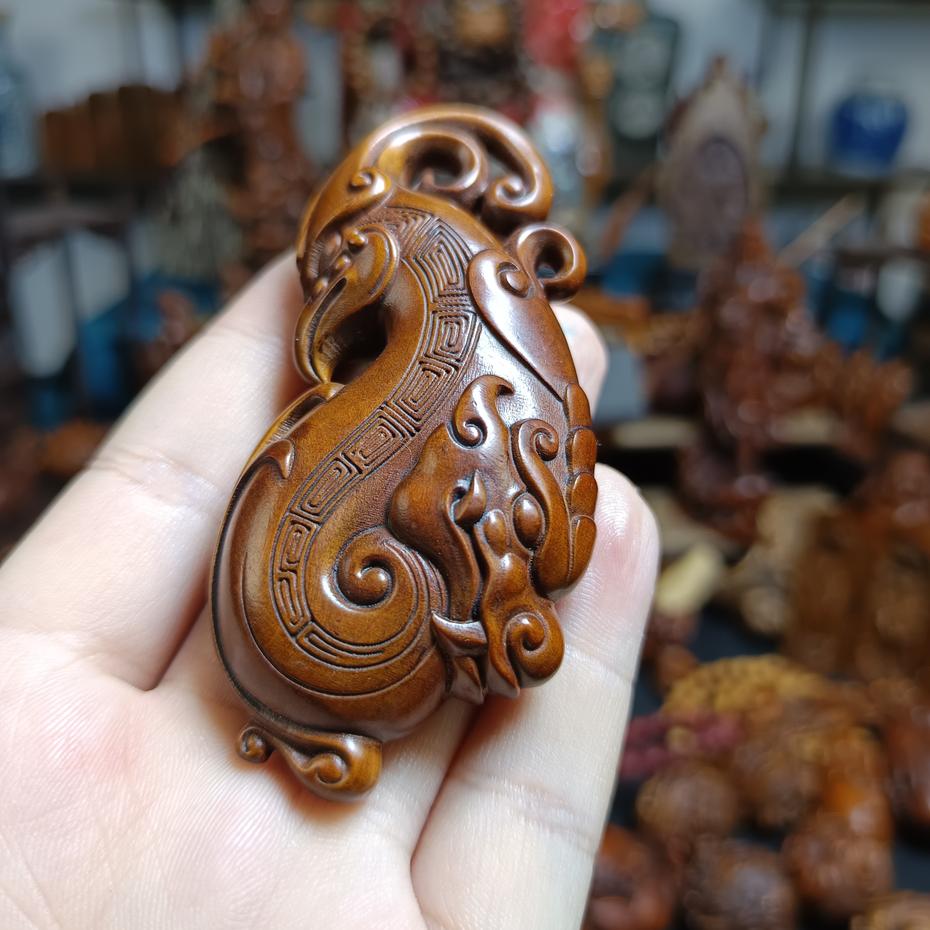【闪购商品】黄杨精工龙凤把件