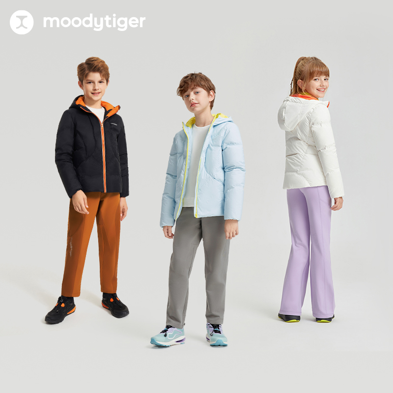 moodytiger【活动】儿童连帽羽绒服冬三层防风护暖90白鸭绒44110703