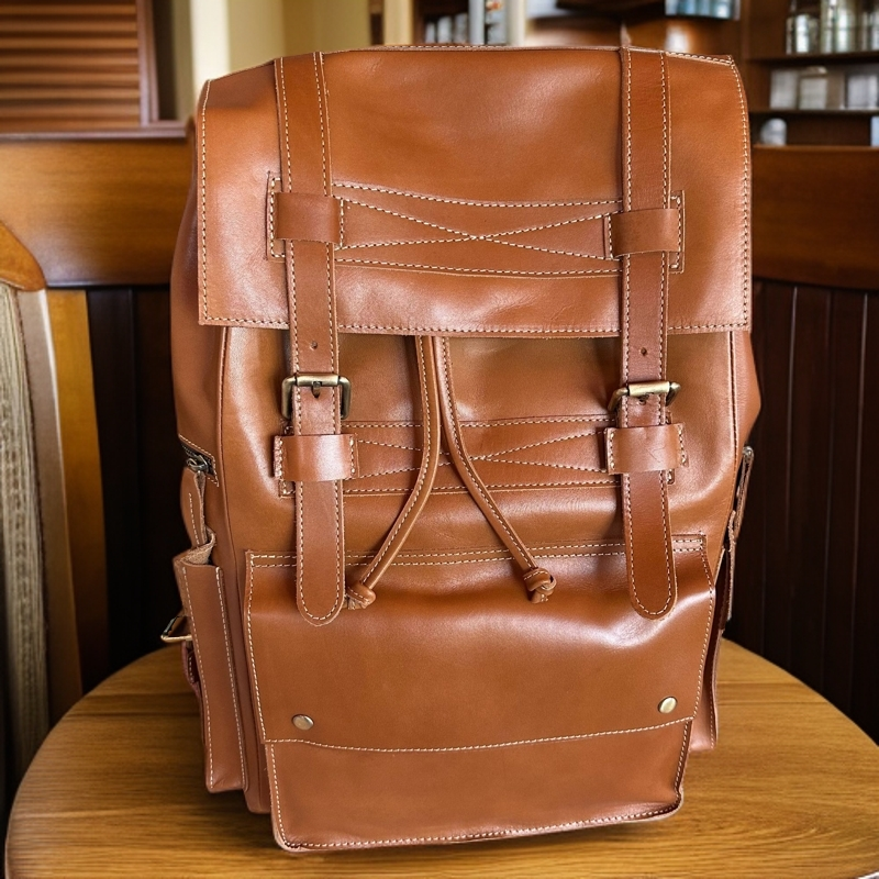 亦客亦品手工牛皮个性大双肩   牛皮休闲 真皮潮流欧美双肩背