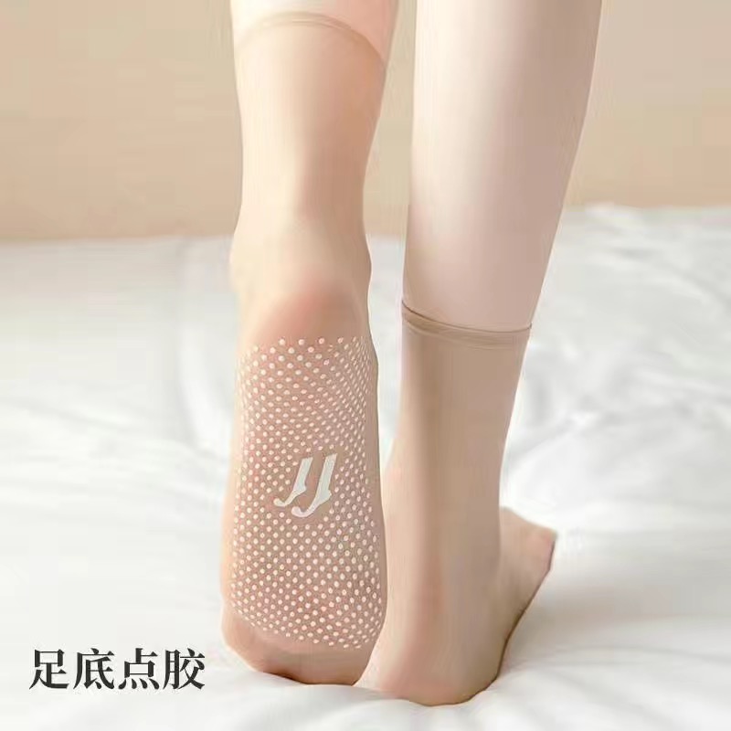 春夏秋防滑袜子中薄款中老年耐磨时尚女士柔软防勾丝船袜点胶丝袜