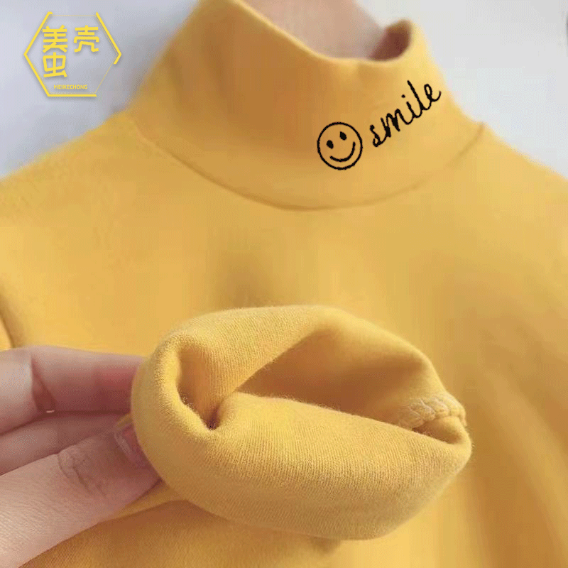 男童女童德绒儿童半高领打底衫2025新款秋冬发热童装长袖上衣T恤