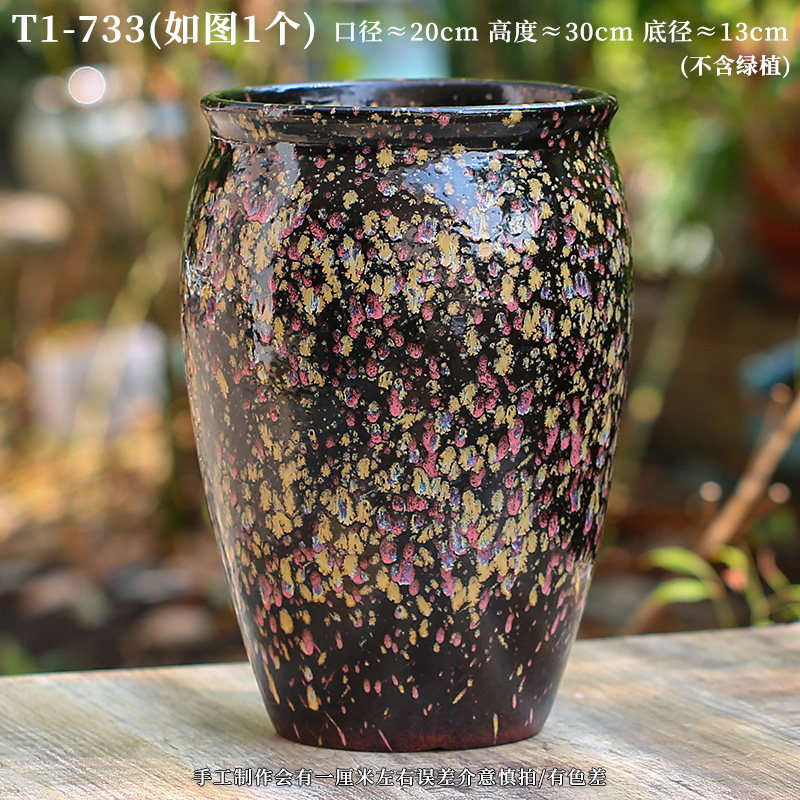 T1-733手工老桩陶罐粗陶复古手绘多肉花盆透气大口径金钱树花盆