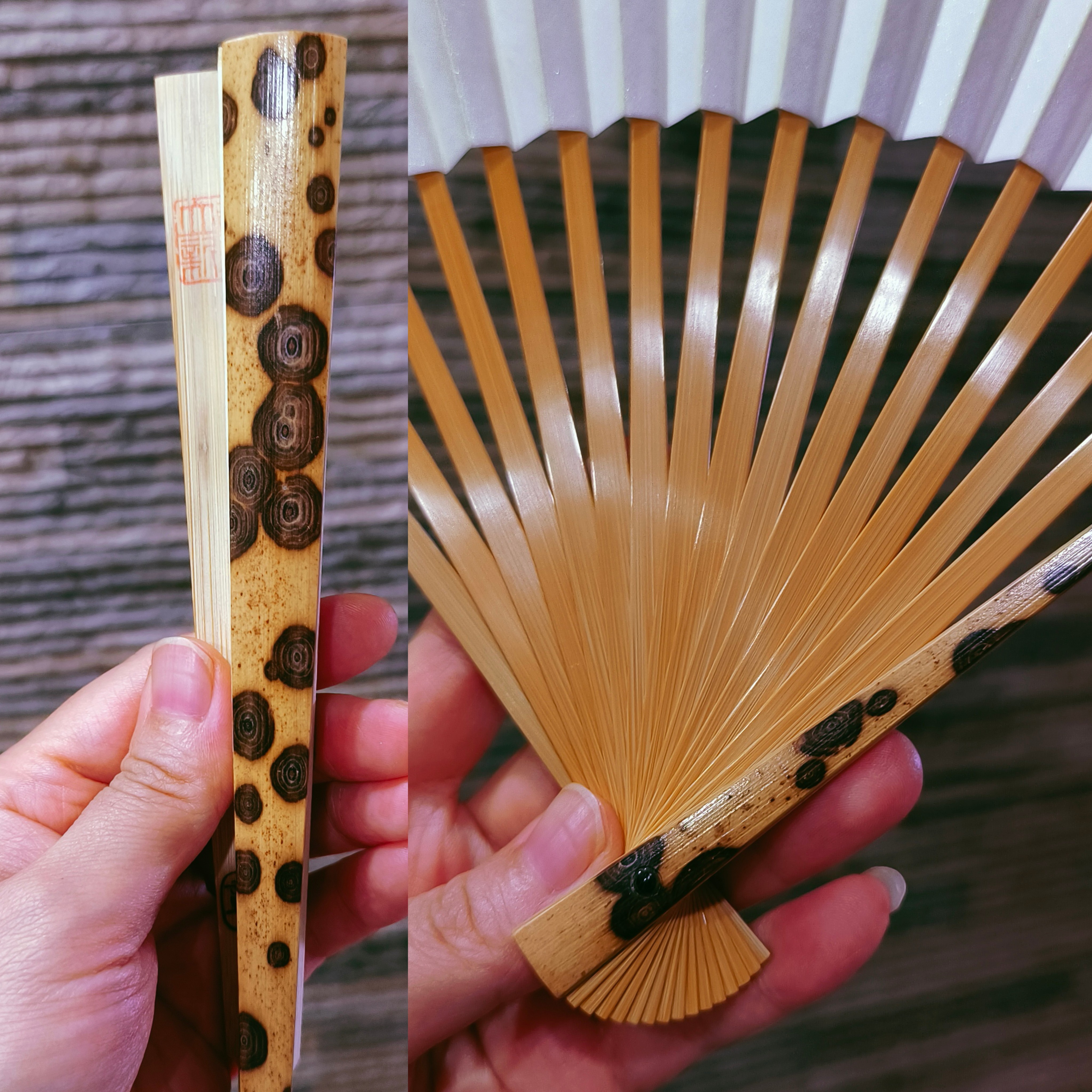  重器非遗大师章立新亲工九嶷山老梅鹿大花梅麓文玩折扇95寸直方