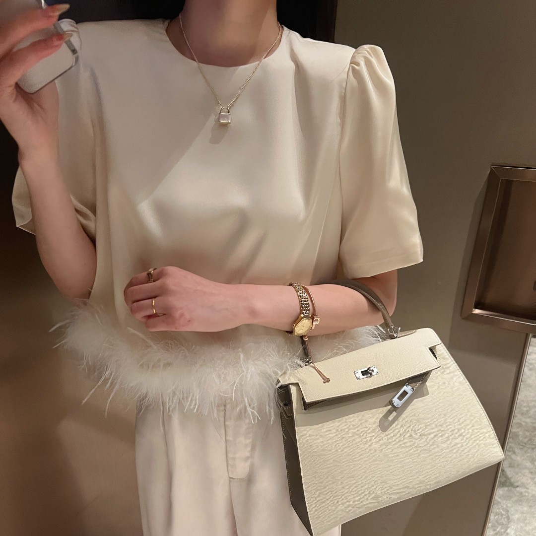 FAFA STUDIO 轻奢简约小众高级感气质百搭春夏季质感羽毛短袖