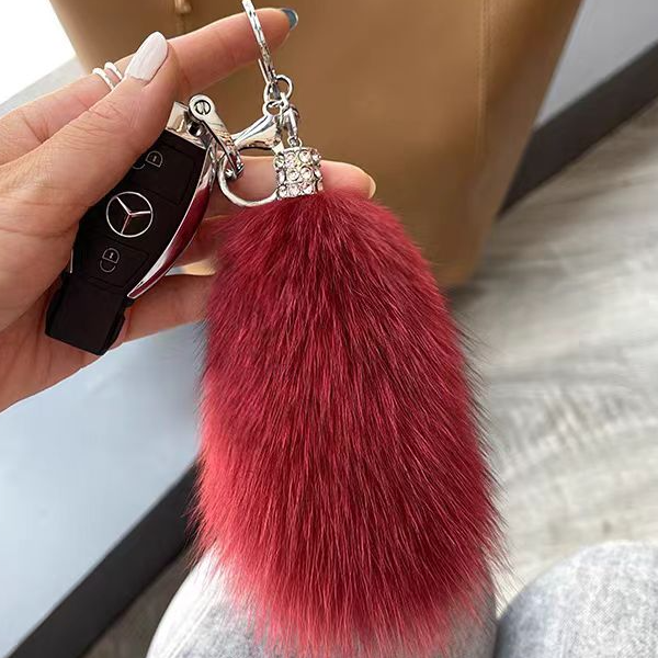 真狐狸毛小尾巴挂饰.个性简约可爱高档毛绒挂件车挂包挂钥匙挂等