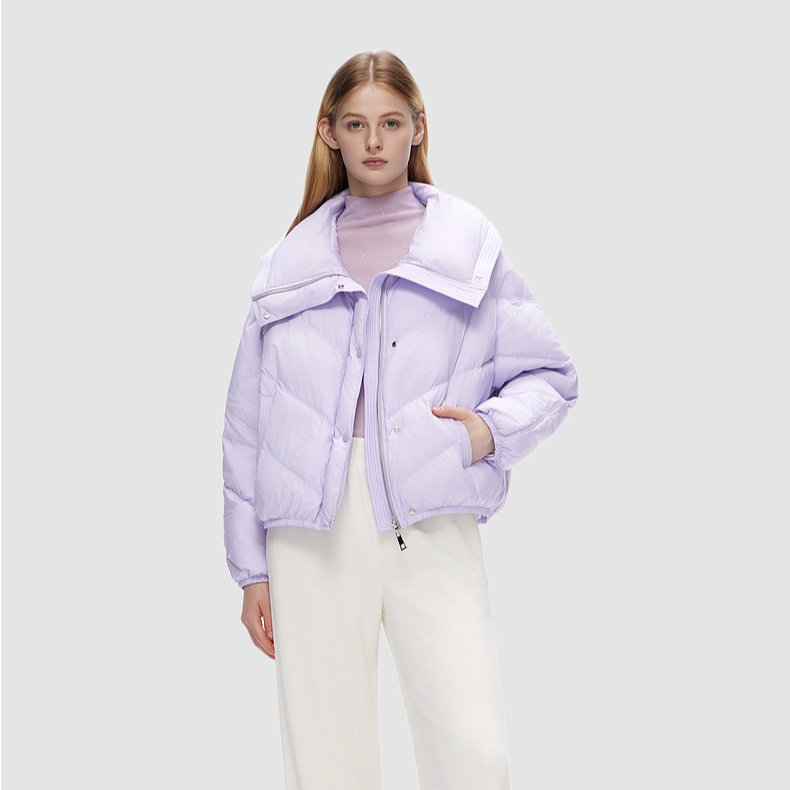 ELLASSAY歌力思2024秋冬新款翻领简约纯色羽绒服女EWD353L01500