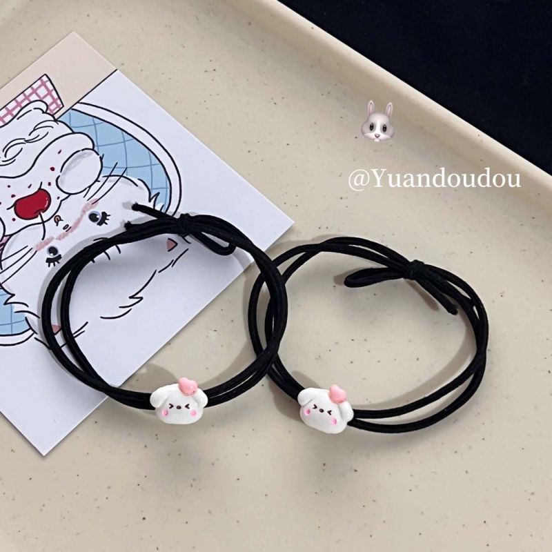 可爱害羞小狗爱心送男友小皮筋情侣闺蜜手链送女友手绳发绳两用 I