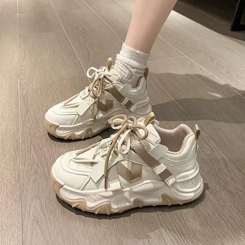 显脚小老爹鞋女爆款百搭网红超火2023春秋季新款厚底运动