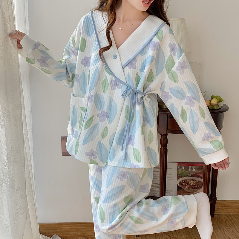 【9月-3月】秋冬季夹层空气棉孕妇哺乳加肥加厚孕期产后月子服套装