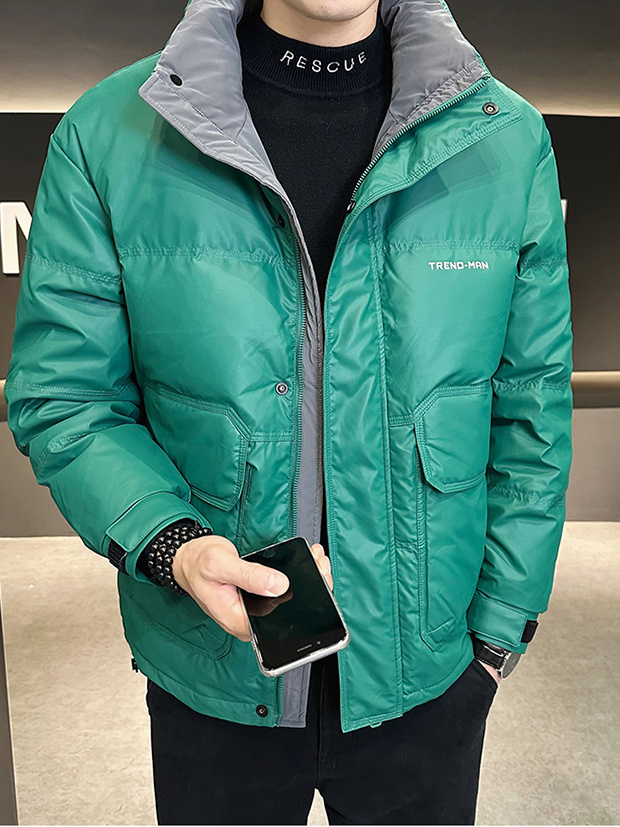 雪中飞羽绒服男士冬季2023年新款国潮时尚帅气条纹立领轻薄加厚冬