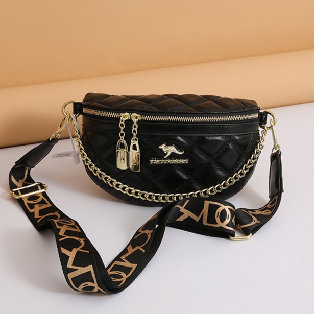 包包女2026新款胸包单肩斜挎包百搭菱格宽带软皮时尚链条女士小包