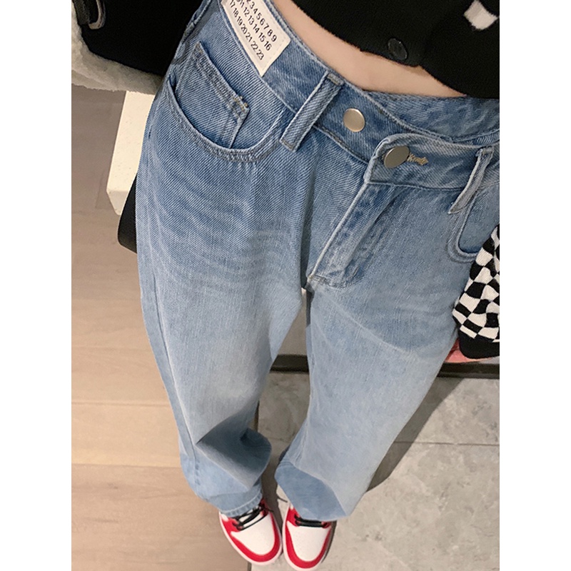 【馨儿专属】OKJJ 高腰阔腿牛仔裤女新款宽松直筒裤显瘦拖地长裤
