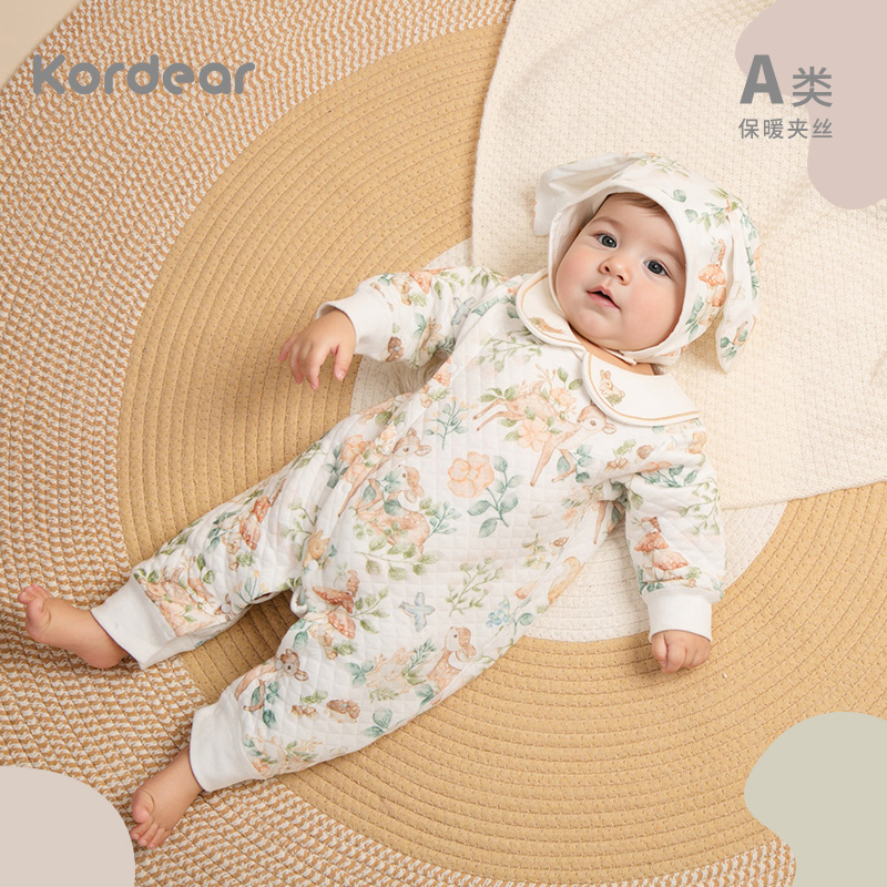 考拉蒂尔【北欧童话】宝宝夹棉连体衣秋冬加厚哈衣男女宝宝冬装衣服