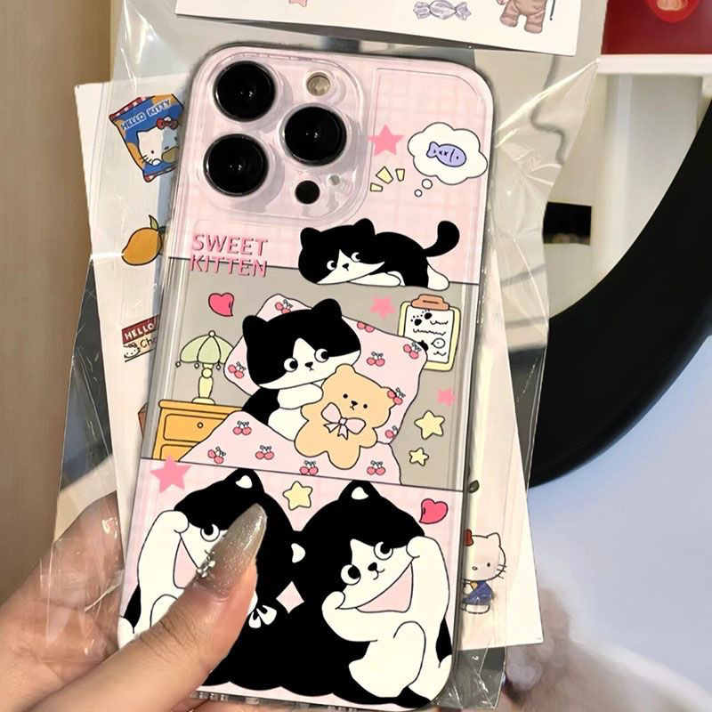 比心猫咪苹果15ProMax手机壳iPhone14可爱13全包12防摔11软壳X女8
