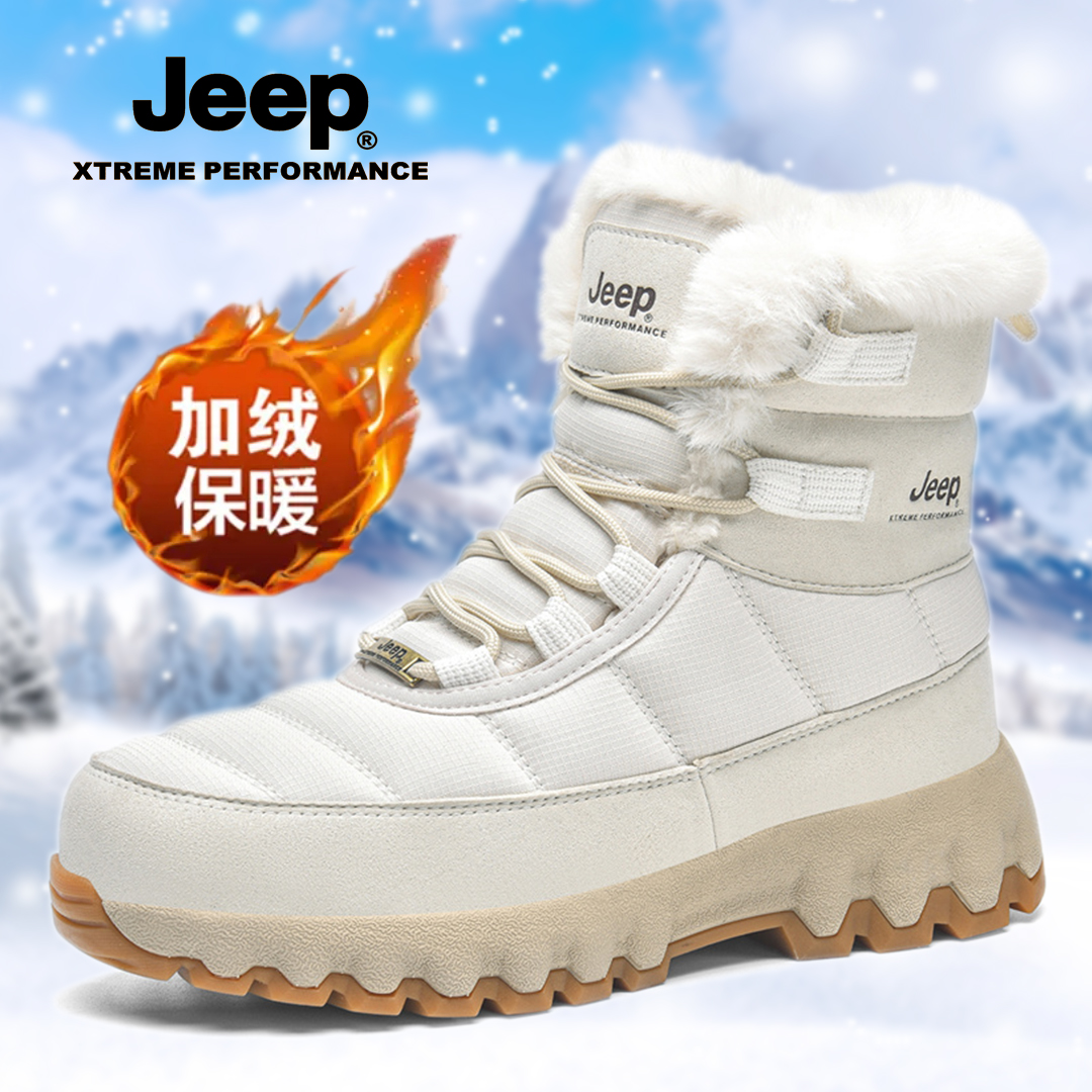 JEEP/吉普2023年品牌加厚底防寒冬天雪地靴防滑东北风加绒男鞋