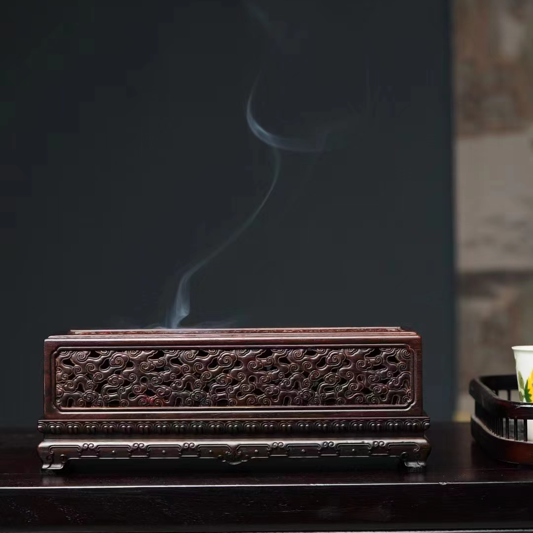 奢侈品老挝大红酸枝香炉轻奢大雅交趾黄檀盘根错节线香炉