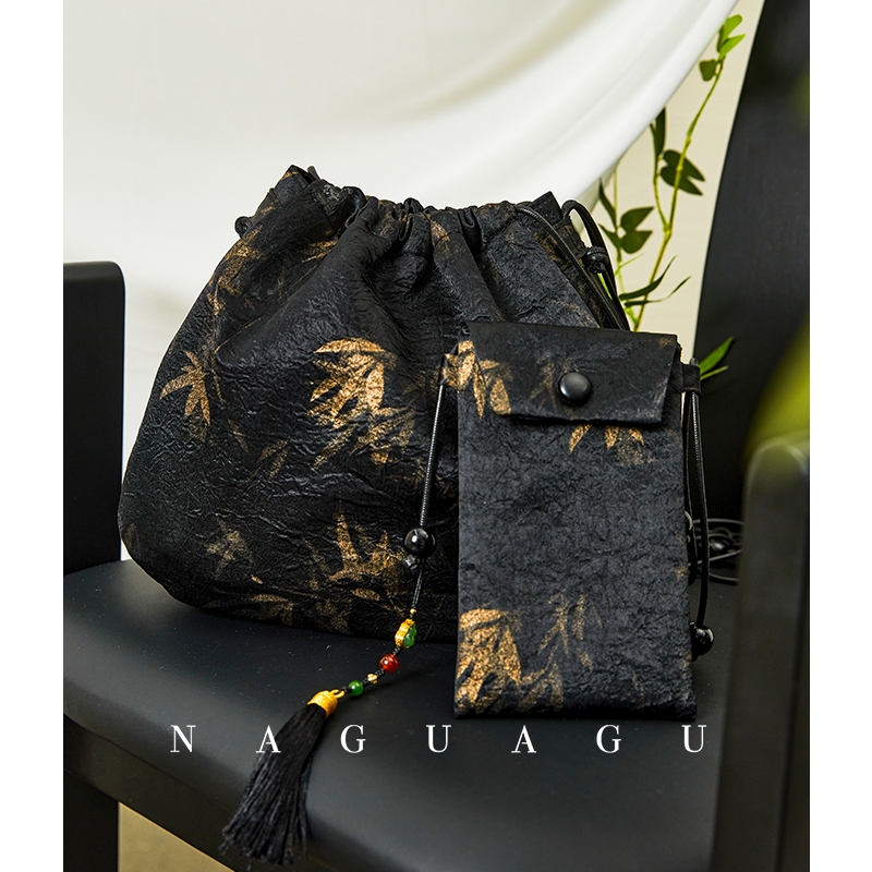 南瓜谷【水墨竹韵】髙品质莱赛尔/醋纤 新中式水桶包/手机包